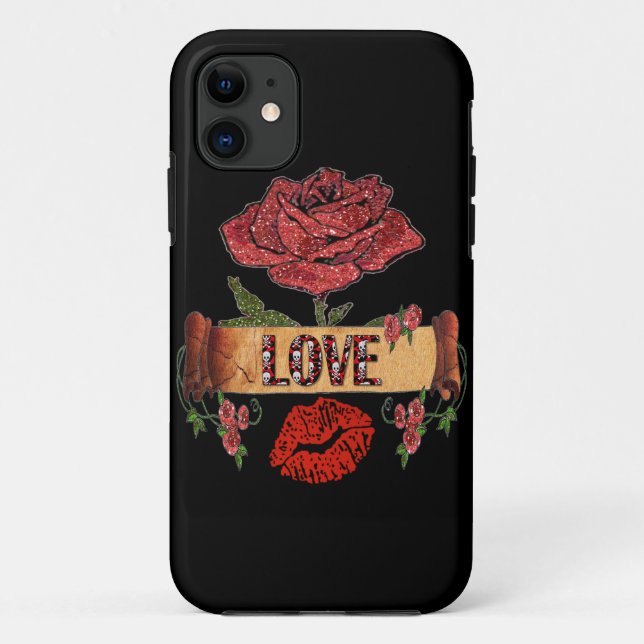 RAB Rockabilly Valentine Roses, Love & Lipstick Case-Mate iPhone Case (Back)