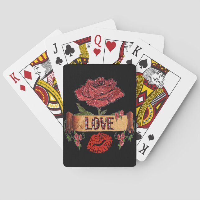 RAB Rockabilly Valentine Roses, Love & Lipstick Poker Cards (Back)