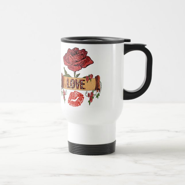 RAB Rockabilly Valentine Roses, Love & Lipstick Travel Mug (Right)