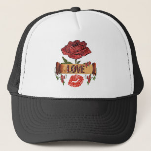RAB Rockabilly Valentine Roses, Love & Lipstick Trucker Hat