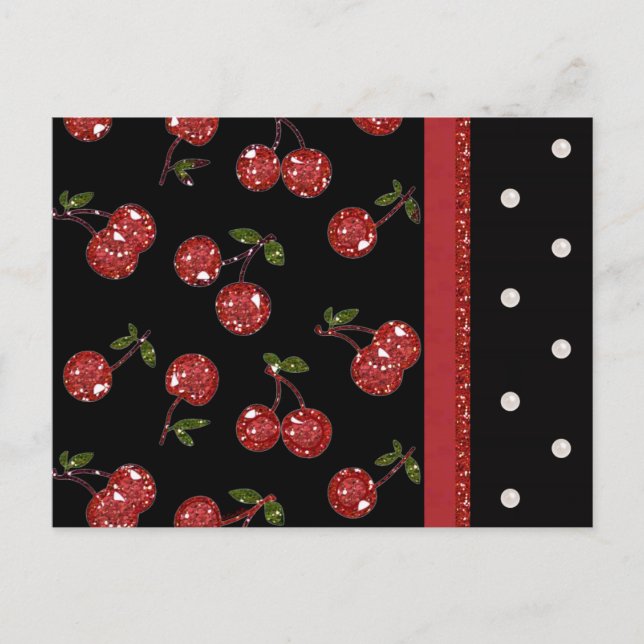 RAB Rockabilly Very Cherry Cherries Black Postcard (Front)