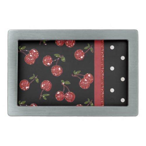 RAB Rockabilly Very Cherry Cherries Black Rectangular Belt Buckle