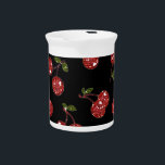 RAB Rockabilly Very Cherry Cherries On Black Beverage Pitcher<br><div class="desc">You are viewing The Lee Hiller Designs Collection of Home and Office Decor,  Apparel,  Gifts and Collectibles. The Designs include Lee Hiller Photography and Mixed Media Digital Art Collection. You can view her Nature photography at http://HikeOurPlanet.com/ and follow her hiking blog within Hot Springs National Park.</div>