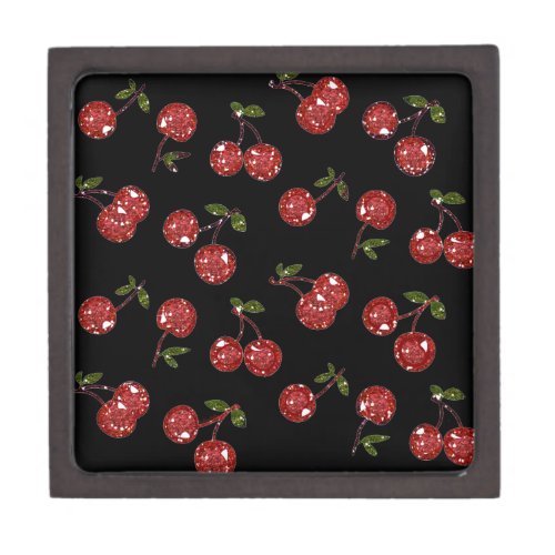 RAB Rockabilly Very Cherry Cherries On Black Jewelry Box