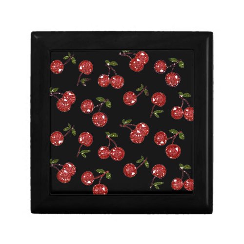 RAB Rockabilly Very Cherry Cherries On Black Jewelry Box