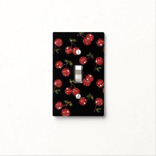 RAB Rockabilly Very Cherry Cherries On Black Light Switch Cover