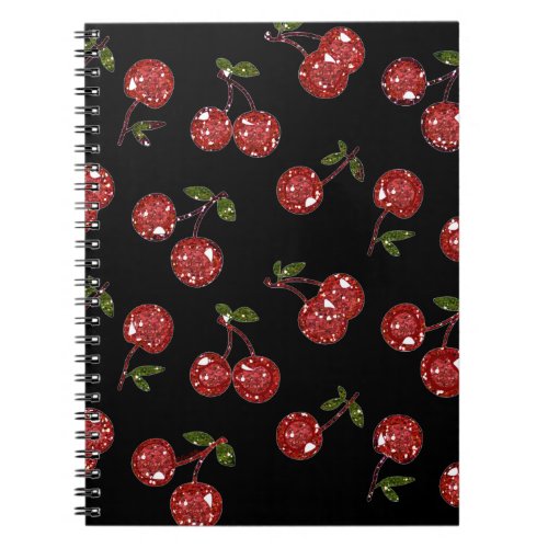 RAB Rockabilly Very Cherry Cherries On Black Notebook