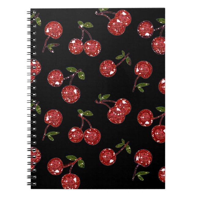 RAB Rockabilly Very Cherry Cherries On Black Notebook (Front)