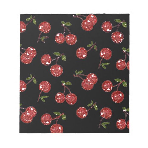 RAB Rockabilly Very Cherry Cherries On Black Notepad