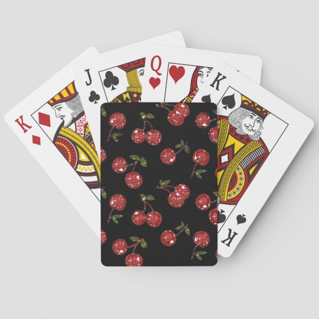 RAB Rockabilly Very Cherry Cherries On Black Poker Cards (Back)
