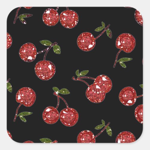RAB Rockabilly Very Cherry Cherries On Black Square Sticker