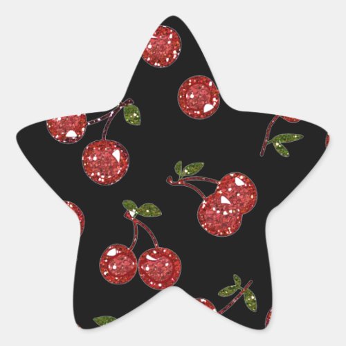 RAB Rockabilly Very Cherry Cherries On Black Star Sticker