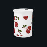 RAB Rockabilly Very Cherry Cherries On White Beverage Pitcher<br><div class="desc">You are viewing The Lee Hiller Designs Collection of Home and Office Decor,  Apparel,  Gifts and Collectibles. The Designs include Lee Hiller Photography and Mixed Media Digital Art Collection. You can view her Nature photography at http://HikeOurPlanet.com/ and follow her hiking blog within Hot Springs National Park.</div>