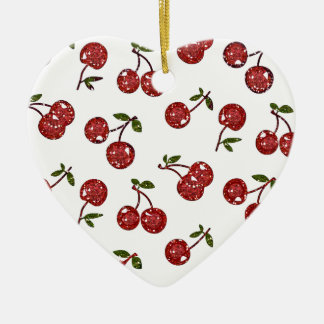 RAB Rockabilly Very Cherry Cherries On White Ceramic Ornament