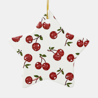 RAB Rockabilly Very Cherry Cherries On White Ceramic Ornament