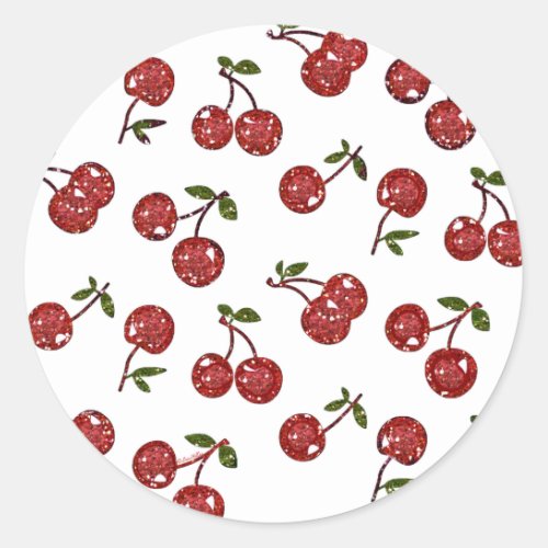 RAB Rockabilly Very Cherry Cherries On White Classic Round Sticker