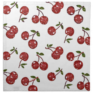 RAB Rockabilly Very Cherry Cherries On White Cloth Napkin