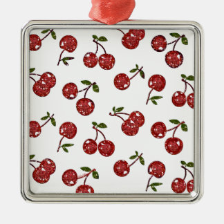 RAB Rockabilly Very Cherry Cherries On White Metal Ornament