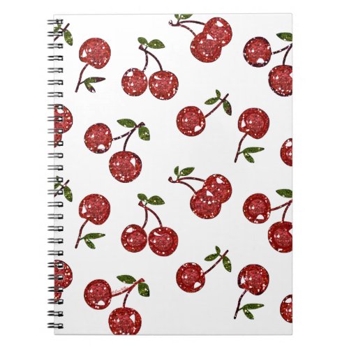 RAB Rockabilly Very Cherry Cherries On White Notebook