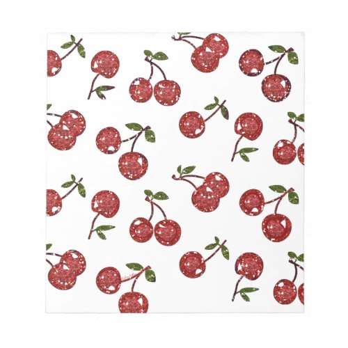 RAB Rockabilly Very Cherry Cherries On White Notepad