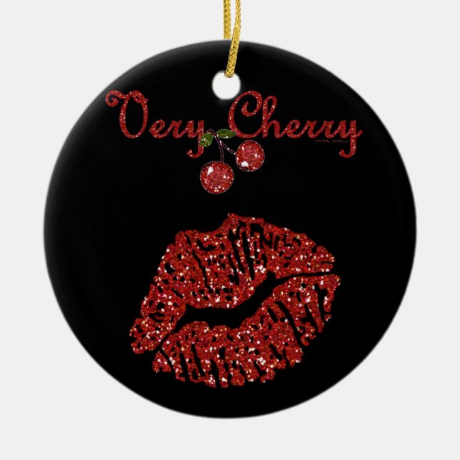 RAB Rockabilly Very Cherry Kiss Ceramic Ornament (Front)