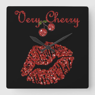 RAB Rockabilly Very Cherry Kiss Square Wall Clock