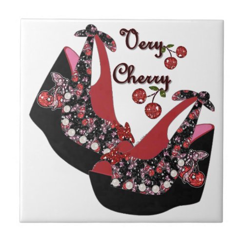 RAB Rockabilly Very Cherry Shoes Ceramic Tile