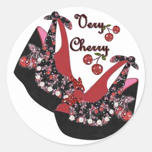 RAB Rockabilly Very Cherry Shoes Classic Round Sticker