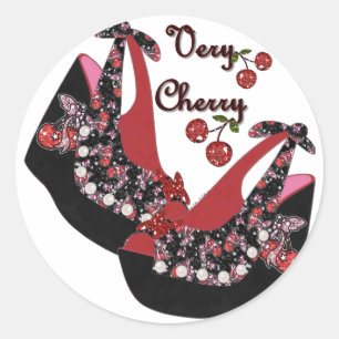 RAB Rockabilly Very Cherry Shoes Classic Round Sticker
