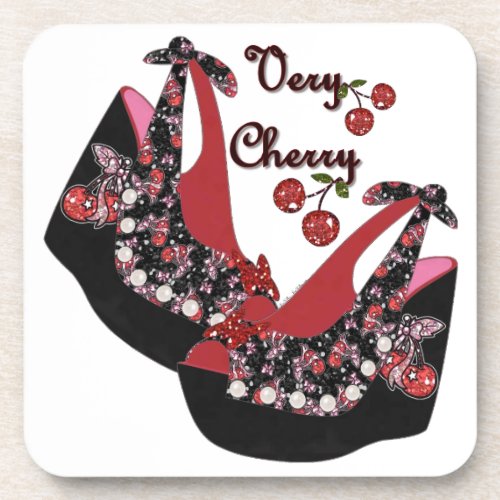 RAB Rockabilly Very Cherry Shoes Drink Coaster