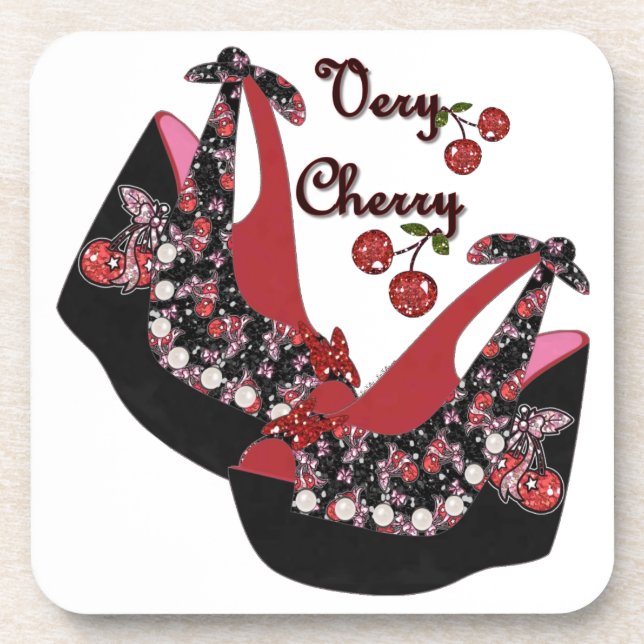 RAB Rockabilly Very Cherry Shoes Drink Coaster (Front)