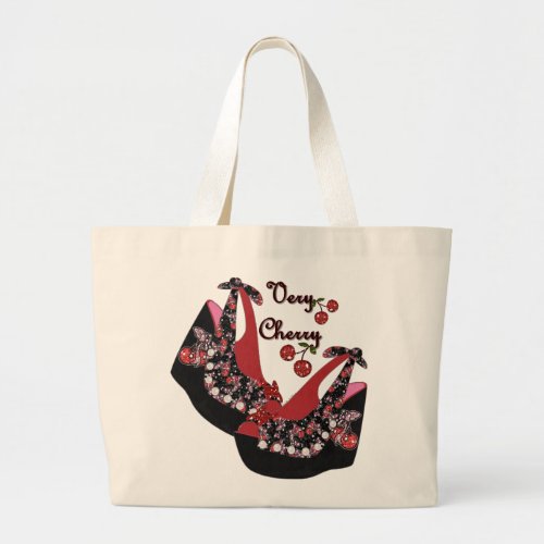 RAB Rockabilly Very Cherry Shoes Large Tote Bag