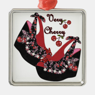 RAB Rockabilly Very Cherry Shoes Metal Ornament