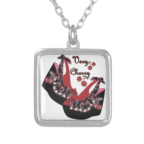 RAB Rockabilly Very Cherry Shoes Silver Plated Necklace