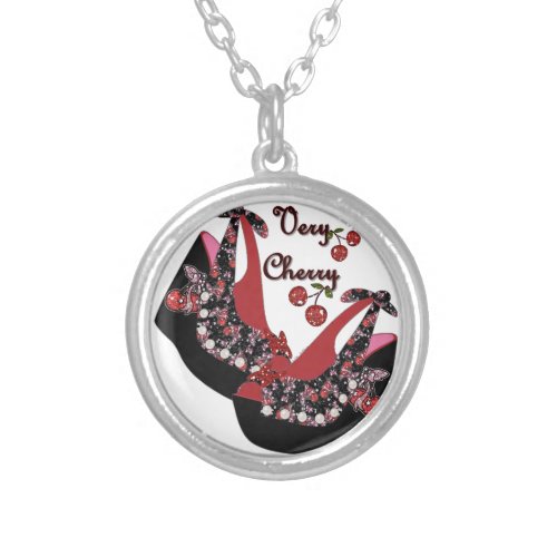 RAB Rockabilly Very Cherry Shoes Silver Plated Necklace