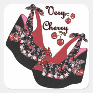 RAB Rockabilly Very Cherry Shoes Square Sticker