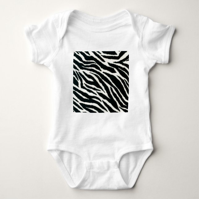 RAB Rockabilly Zebra Print Black & White Baby Bodysuit (Front)