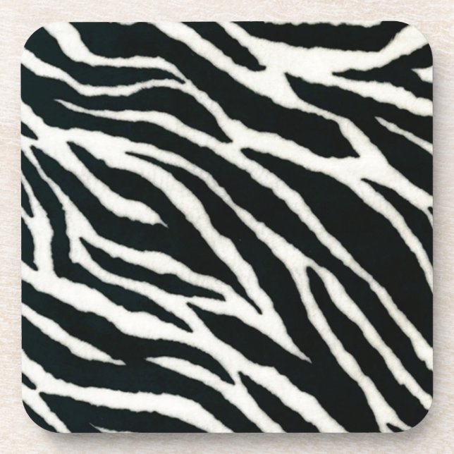 RAB Rockabilly Zebra Print Black & White Drink Coaster (Front)