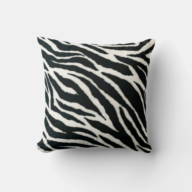 RAB Rockabilly Zebra Print Black & White Throw Pillow (Front)