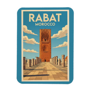 Rabat Morocco Illustration Travel Art Vintage Magnet