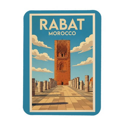 Rabat Morocco Illustration Travel Art Vintage Magnet