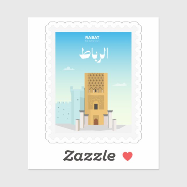 Rabat Morocco Postage Stamp Travel Sticker (Sheet)