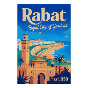 Rabat Morocco Retro Travel Poster Art Print