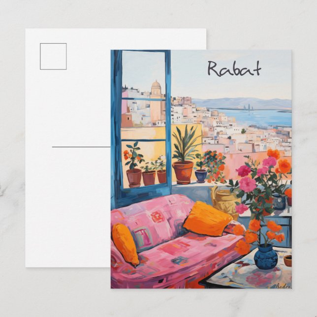 Rabat Morocco Travel City Painting Aesthetic Postcard (Front/Back)