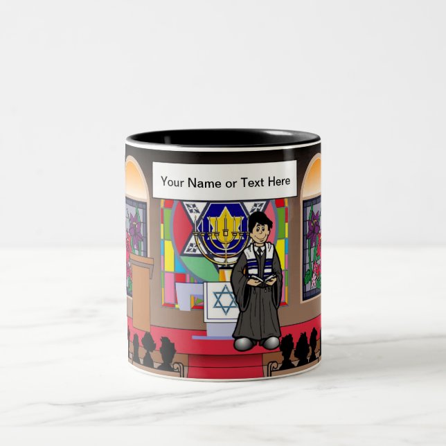 Rabbi - Male Cartoon by PrintedPerfection.com Coff Two-Tone Coffee Mug (Center)