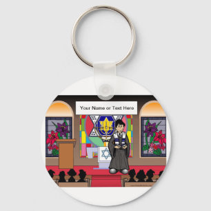 Rabbi - Male Cartoon by PrintedPerfection.com Keychain