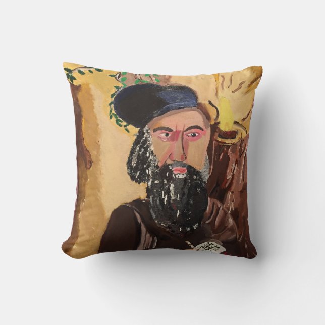 Rabbi Shimon Bar Yochai Kabbalah Throw Pillow (Front)