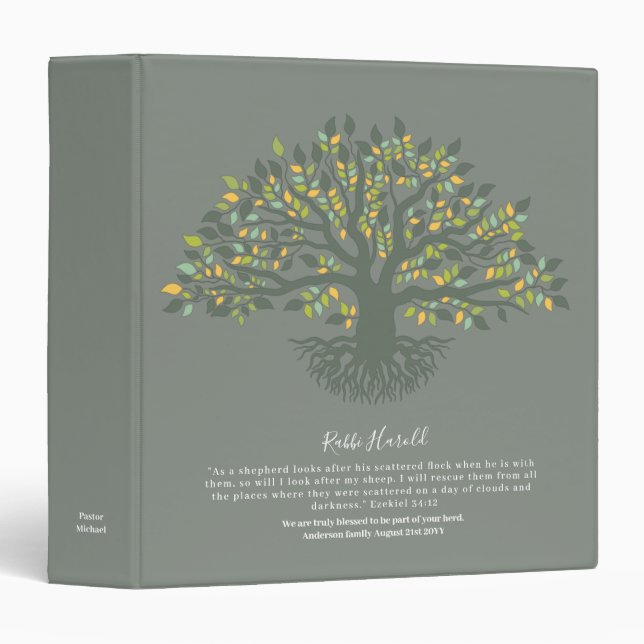 RABBI Thank You Gift, Ezekiel 34 3 Ring Binder (Front/Spine)