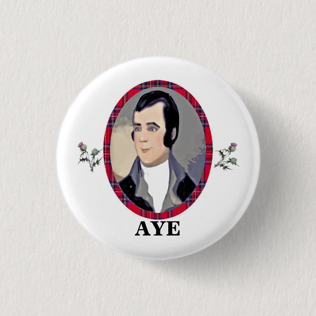 Rabbie Burns Tartan Aye Pinback Button (Front)