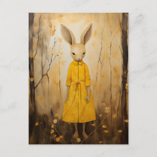 Rabbit Adorable in a Yellow Floral Dress  Postcard
